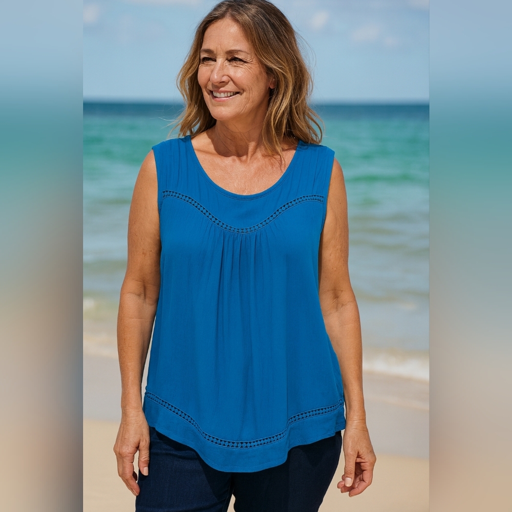 Indigo NWT Sleeveless Blue Summer Blouse Size 1X